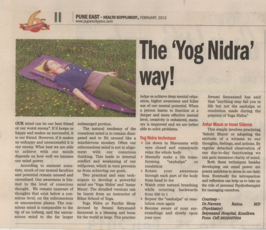 Dainik-Jagran-Jagran-City-Plus-jagran-dot-com-Newspaper-publication-February-2013-Health-Supplement-The-Yog-Nidra-Way-Dr.-Naveen-Raina